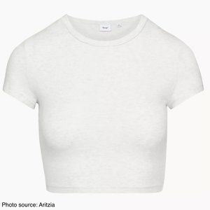 Aritzia TNA Chill Ortiz Cropped T-Shirt in Heather Cloud White Size S